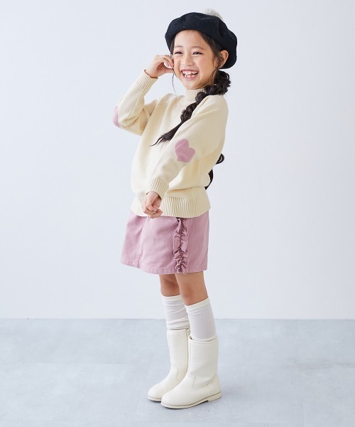 devirock（デビロック）の「洗える チクチクしない素肌ニット ハートデザイン ハイネック プルオーバー（ニット/セーター・キッズ・杢グレー/ブラック/ピンク系7/グリーン系その他2/アイボリー/ボルドー/ネイビー/ブルー系1・100cm/110cm/120cm/130cm/140cm/150cm/160cm）」の22枚目の写真