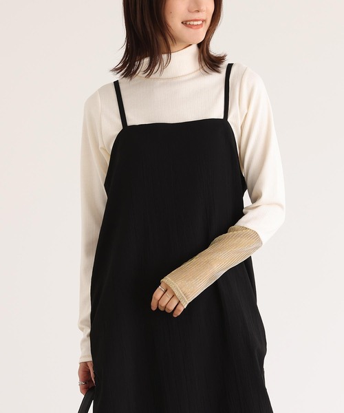 n'OrLABEL(ノアールレーベル)の「ラメ切り替えハイネックリブカットソー(Tシャツ/カットソー・レディース・ネイビー/杢グレー/アイボリー・3L/L~LL/S~M)」の2枚目の写真