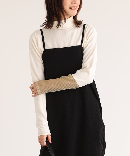n'OrLABEL(ノアールレーベル)の「ラメ切り替えハイネックリブカットソー(Tシャツ/カットソー・レディース・ネイビー/杢グレー/アイボリー・3L/L~LL/S~M)」の11枚目の写真