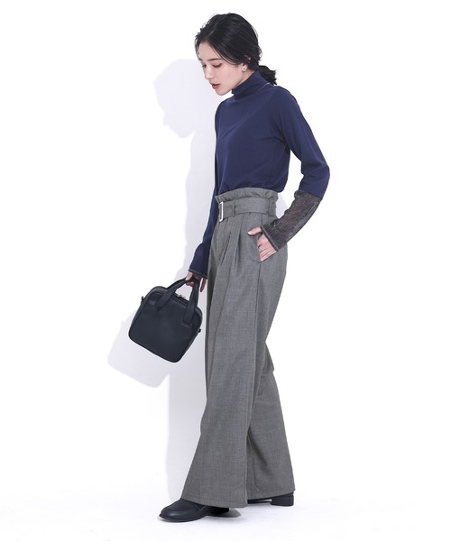n'OrLABEL(ノアールレーベル)の「ラメ切り替えハイネックリブカットソー(Tシャツ/カットソー・レディース・ネイビー/杢グレー/アイボリー・3L/L~LL/S~M)」の7枚目の写真