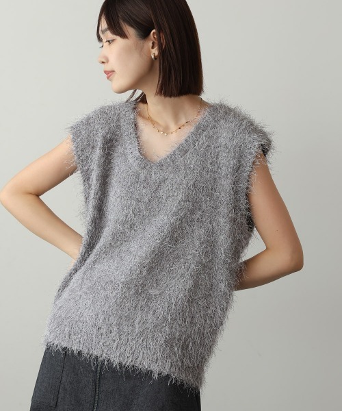 Bou Jeloud（ブージュルード）の「ダンスフェザーVネックベスト（ベスト・レディース・チャコールグレー/ブラウン・38）」の20枚目の写真