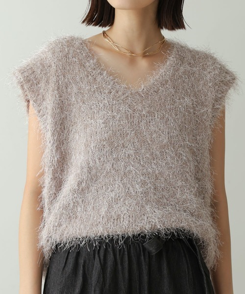 Bou Jeloud（ブージュルード）の「ダンスフェザーVネックベスト（ベスト・レディース・チャコールグレー/ブラウン・38）」の14枚目の写真