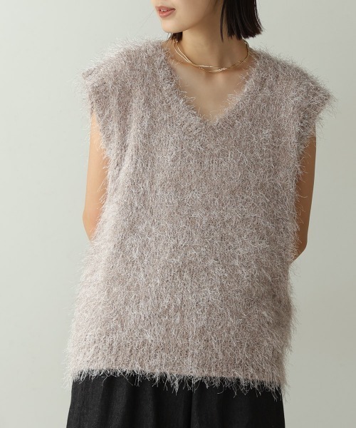 Bou Jeloud（ブージュルード）の「ダンスフェザーVネックベスト（ベスト・レディース・チャコールグレー/ブラウン・38）」の15枚目の写真