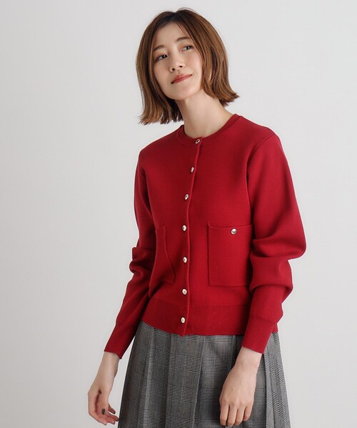 grove（グローブ）の「【毛玉軽減】ゴールドボタンクルーネックカーディガン（カーディガン/ボレロ・レディース・ナチュラル/ブラック/ワインレッド・02/03/01/04/05）」の12枚目の写真