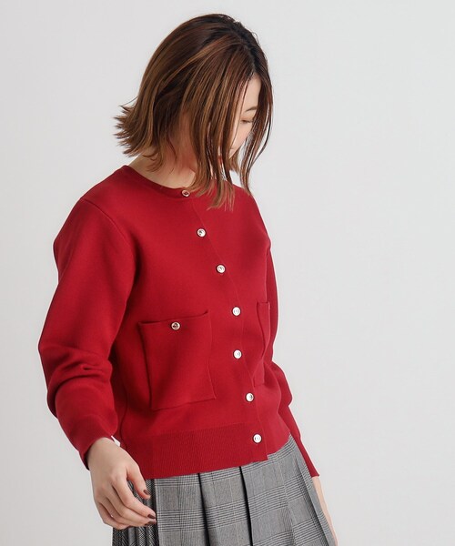 grove（グローブ）の「【毛玉軽減】ゴールドボタンクルーネックカーディガン（カーディガン/ボレロ・レディース・ナチュラル/ブラック/ワインレッド・02/03/01/04/05）」の13枚目の写真