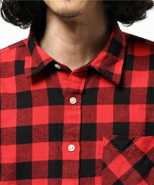 WEGO（ウィゴー）の「WEGO/ブロックチェックネルシャツ（シャツ/ブラウス・メンズ・レッド・MEDIUM/LARGE）」の4枚目の写真