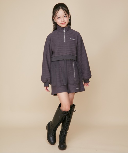 JENNI love（ジェニィラブ）の「【セットアップ対応】チュール切替えキルティングトップス（スウェット・キッズ・ラベンダー/オフホワイト/チャコールグレー・130cm/140cm/150cm/160cm）」の9枚目の写真