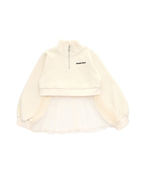 JENNI love（ジェニィラブ）の「【セットアップ対応】チュール切替えキルティングトップス（スウェット・キッズ・ラベンダー/オフホワイト/チャコールグレー・130cm/140cm/150cm/160cm）」の15枚目の写真