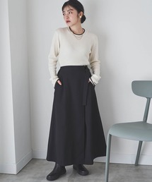 【150㎝前後の小柄さんサイズ】ラップ風Aラインスカート