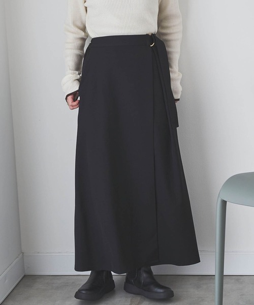mil(ミル)の「【150㎝前後の小柄さんサイズ】ラップ風Aラインスカート(スカート・レディース・ブラック/アイボリー/ブラウン・XS/S)」の13枚目の写真
