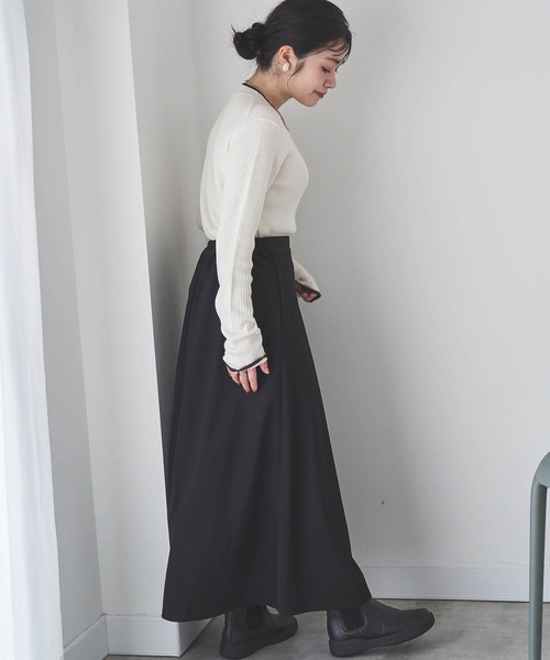 mil(ミル)の「【150㎝前後の小柄さんサイズ】ラップ風Aラインスカート(スカート・レディース・ブラック/アイボリー/ブラウン・XS/S)」の11枚目の写真