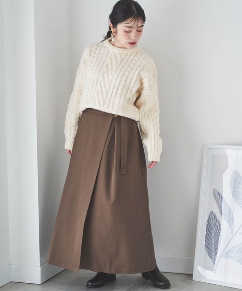mil(ミル)の「【150㎝前後の小柄さんサイズ】ラップ風Aラインスカート(スカート・レディース・ブラック/アイボリー/ブラウン・XS/S)」の18枚目の写真