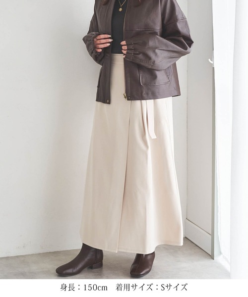 mil(ミル)の「【150㎝前後の小柄さんサイズ】ラップ風Aラインスカート(スカート・レディース・ブラック/アイボリー/ブラウン・XS/S)」の9枚目の写真