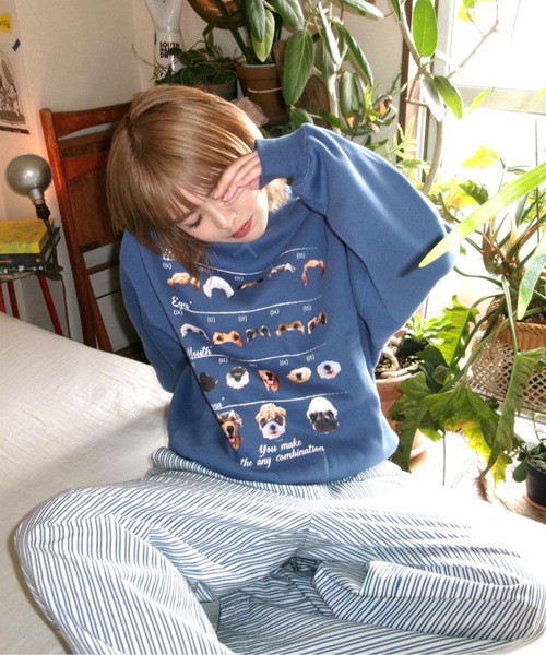 shesame（シーセム）の「Assortment graphic sweat（スウェット・レディース・ネイビー/ブラウン/ブルー/オートミール/杢グレー/グレー系その他・MEDIUM/LARGE）」の7枚目の写真