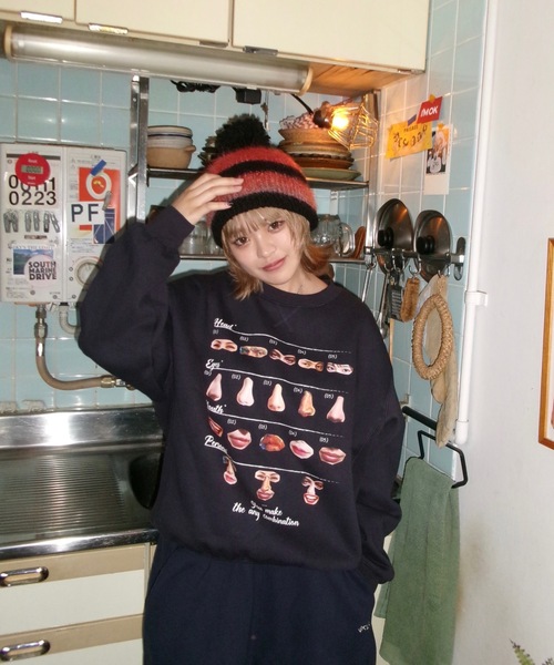 shesame（シーセム）の「Assortment graphic sweat（スウェット・レディース・ネイビー/ブラウン/ブルー/オートミール/杢グレー/グレー系その他・MEDIUM/LARGE）」の11枚目の写真