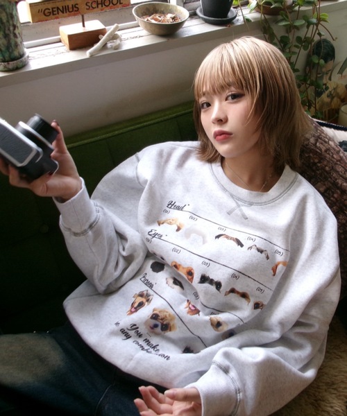 shesame（シーセム）の「Assortment graphic sweat（スウェット・レディース・ネイビー/ブラウン/ブルー/オートミール/杢グレー/グレー系その他・MEDIUM/LARGE）」の9枚目の写真