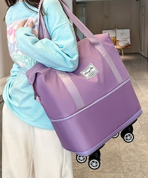 FREE STYLISTS（フリー スタイリスト）の「キルテキャスター付き ィングボストンバッグ 軽量 トラベルバッグ キャリーオン 3way（ショルダーバッグ・レディース・グレー/ブルー/ブラック/ダークパープル/ネイビー/パープル/グリーン/ピンク・FREE）」の18枚目の写真