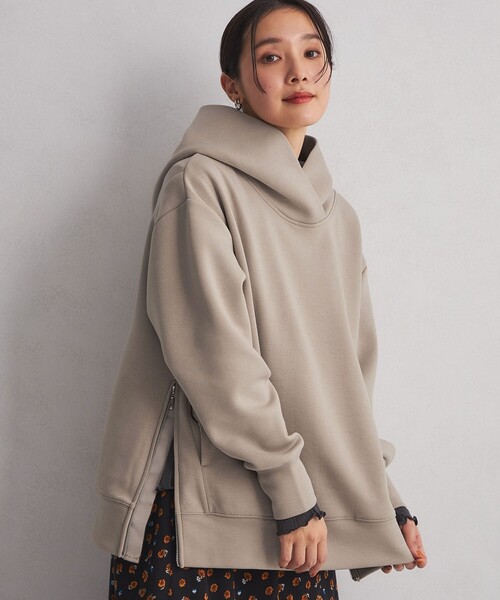 green label relaxing（グリーンレーベルリラクシング）の「＜at ease＞ダンボール フーディ（パーカー・レディース・ベージュ/ブラック/ライトグレー・FREE）」の4枚目の写真