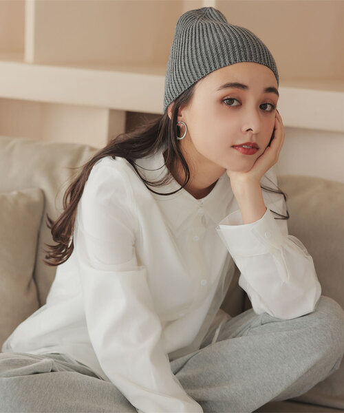 KOBE LETTUCE（コウベレタス）の「ウール混ニットビーニー（ニットキャップ/ビーニー・レディース・チャコール/ライトグレー/アイボリー/ブラック・FREE）」の4枚目の写真