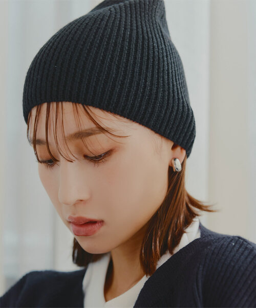 KOBE LETTUCE（コウベレタス）の「ウール混ニットビーニー（ニットキャップ/ビーニー・レディース・チャコール/ライトグレー/アイボリー/ブラック・FREE）」の2枚目の写真