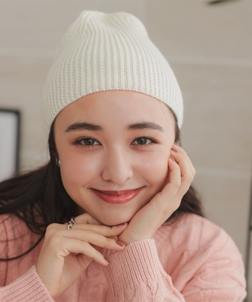 KOBE LETTUCE（コウベレタス）の「ウール混ニットビーニー（ニットキャップ/ビーニー・レディース・チャコール/ライトグレー/アイボリー/ブラック・FREE）」の5枚目の写真