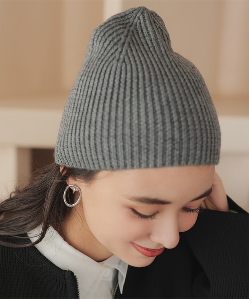 KOBE LETTUCE（コウベレタス）の「ウール混ニットビーニー（ニットキャップ/ビーニー・レディース・チャコール/ライトグレー/アイボリー/ブラック・FREE）」の8枚目の写真