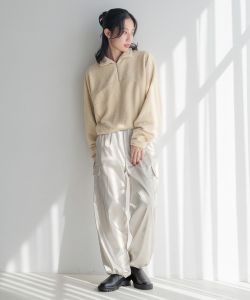 LOWRYS FARM(ローリーズファーム)の「サテンドロストカーゴパンツ 250236(カーゴパンツ・レディース・ブラック/アイボリー/ピンク・FREE)」の6枚目の写真