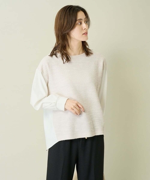 a.v.v（アーヴェヴェ）の「ラメブークレドッキングトップス（Tシャツ/カットソー・レディース・ブラック/アイボリー・36/42/40/38/34）」の3枚目の写真