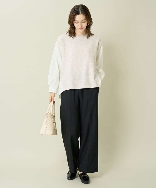 a.v.v（アーヴェヴェ）の「ラメブークレドッキングトップス（Tシャツ/カットソー・レディース・ブラック/アイボリー・36/42/40/38/34）」の6枚目の写真