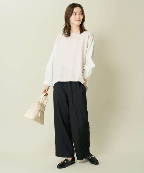 a.v.v（アーヴェヴェ）の「ラメブークレドッキングトップス（Tシャツ/カットソー・レディース・ブラック/アイボリー・36/42/40/38/34）」の7枚目の写真