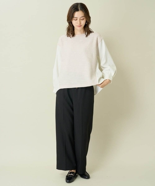 a.v.v（アーヴェヴェ）の「ラメブークレドッキングトップス（Tシャツ/カットソー・レディース・ブラック/アイボリー・36/42/40/38/34）」の8枚目の写真