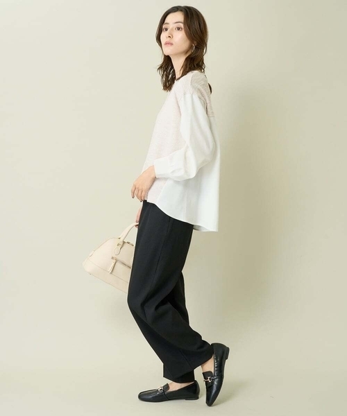 a.v.v（アーヴェヴェ）の「ラメブークレドッキングトップス（Tシャツ/カットソー・レディース・ブラック/アイボリー・36/42/40/38/34）」の9枚目の写真