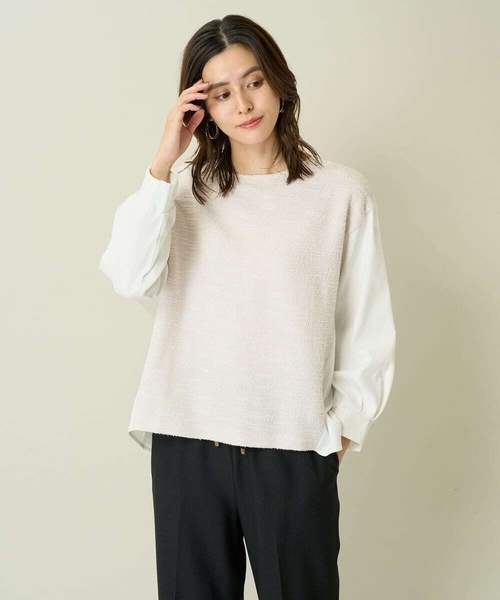 a.v.v（アーヴェヴェ）の「ラメブークレドッキングトップス（Tシャツ/カットソー・レディース・ブラック/アイボリー・36/42/40/38/34）」の12枚目の写真