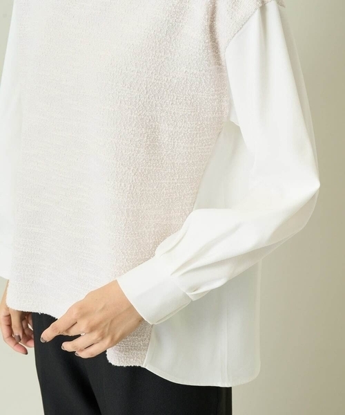 a.v.v（アーヴェヴェ）の「ラメブークレドッキングトップス（Tシャツ/カットソー・レディース・ブラック/アイボリー・36/42/40/38/34）」の16枚目の写真