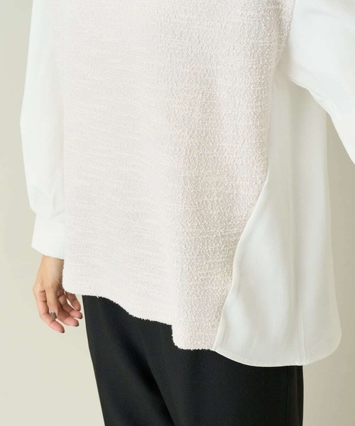 a.v.v（アーヴェヴェ）の「ラメブークレドッキングトップス（Tシャツ/カットソー・レディース・ブラック/アイボリー・36/42/40/38/34）」の17枚目の写真