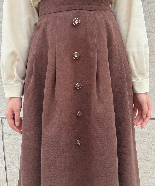 F i.n.t（フィント）の「【セットアップ対応】フロント釦タックフレアースカート/fint（スカート・レディース・ブラウン/グレー・FREE）」の4枚目の写真