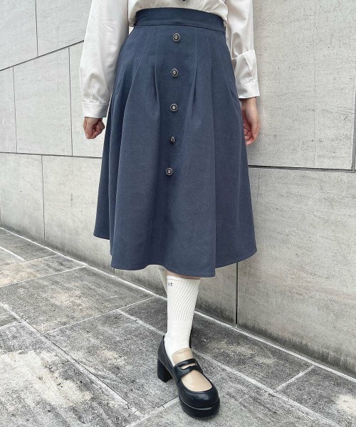 F i.n.t（フィント）の「【セットアップ対応】フロント釦タックフレアースカート/fint（スカート・レディース・ブラウン/グレー・FREE）」の8枚目の写真