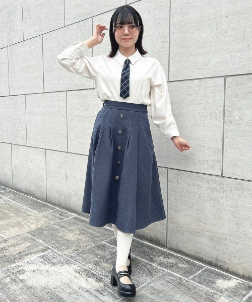 F i.n.t（フィント）の「【セットアップ対応】フロント釦タックフレアースカート/fint（スカート・レディース・ブラウン/グレー・FREE）」の9枚目の写真