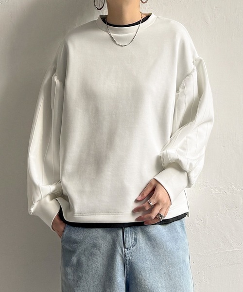 LBC（エルビーシー）の「ポンチ袖チュールレイヤープルオーバー（Tシャツ/カットソー・レディース・ホワイト/ターコイズブルー/ブラック・M）」の2枚目の写真