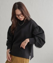 ポンチ袖チュールレイヤープルオーバー
