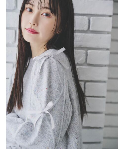 dazzlin(ダズリン)の「【ZOZOTOWN限定】ケーブル袖リボンニットワンピース(ワンピース・レディース・グレー/ブラック/ブラウン/ピンク・FREE)」の6枚目の写真