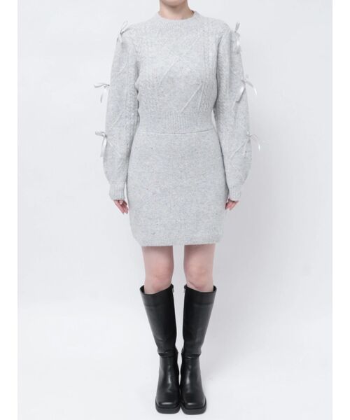 dazzlin(ダズリン)の「【ZOZOTOWN限定】ケーブル袖リボンニットワンピース(ワンピース・レディース・グレー/ブラック/ブラウン/ピンク・FREE)」の21枚目の写真