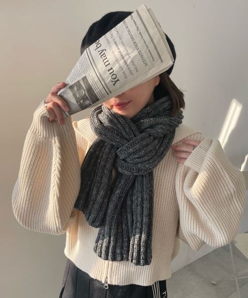 WEGO（ウィゴー）の「WEGO/リブマフラー（マフラー・レディース・ダークグレー/レッド/オフホワイト/ブラック/ブラウン・FREE）」の4枚目の写真