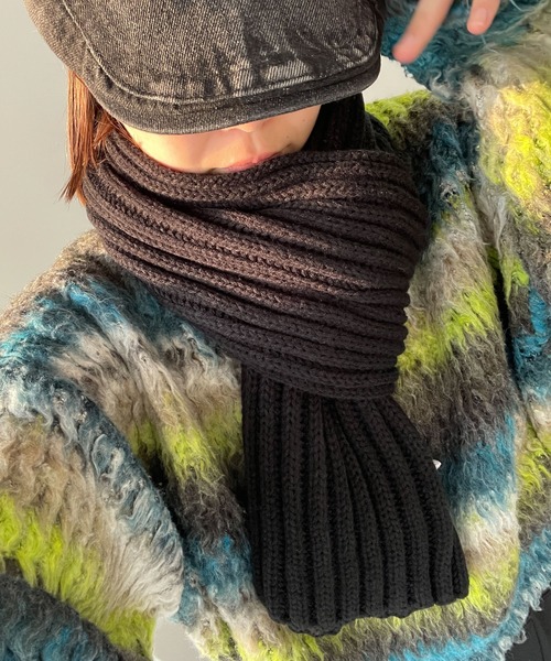 WEGO（ウィゴー）の「WEGO/リブマフラー（マフラー・レディース・ダークグレー/レッド/オフホワイト/ブラック/ブラウン・FREE）」の3枚目の写真