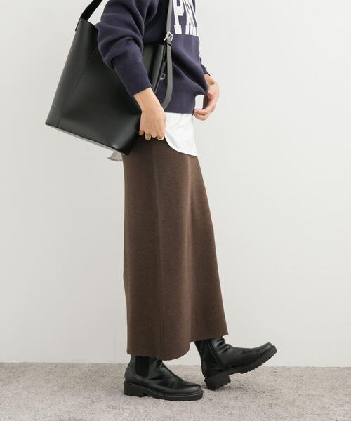 URBAN RESEARCH DOORS（アーバンリサーチドアーズ）の「スムースニットストレートスカート（スカート・レディース・グリーン/ブラウン/チャコールグレー・MEDIUM）」の8枚目の写真