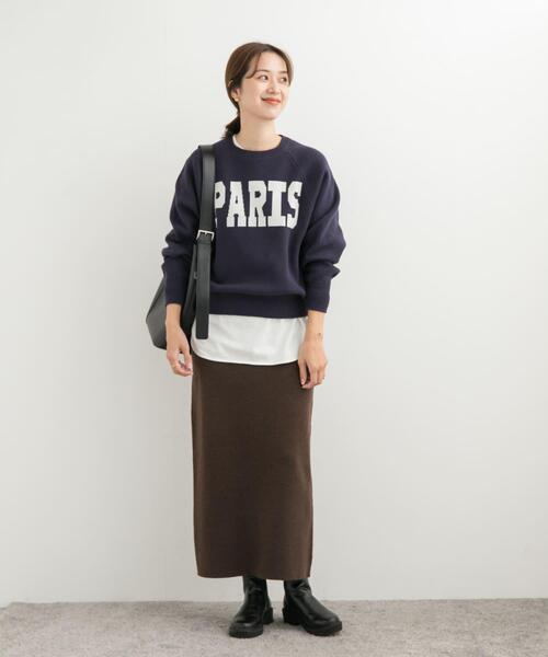 URBAN RESEARCH DOORS（アーバンリサーチドアーズ）の「スムースニットストレートスカート（スカート・レディース・グリーン/ブラウン/チャコールグレー・MEDIUM）」の22枚目の写真