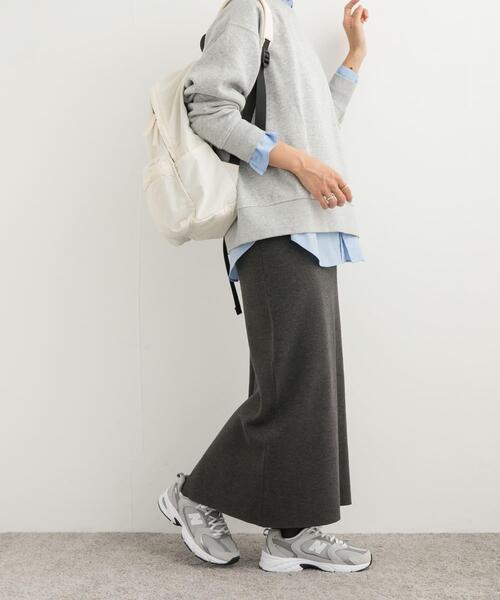 URBAN RESEARCH DOORS（アーバンリサーチドアーズ）の「スムースニットストレートスカート（スカート・レディース・グリーン/ブラウン/チャコールグレー・MEDIUM）」の15枚目の写真