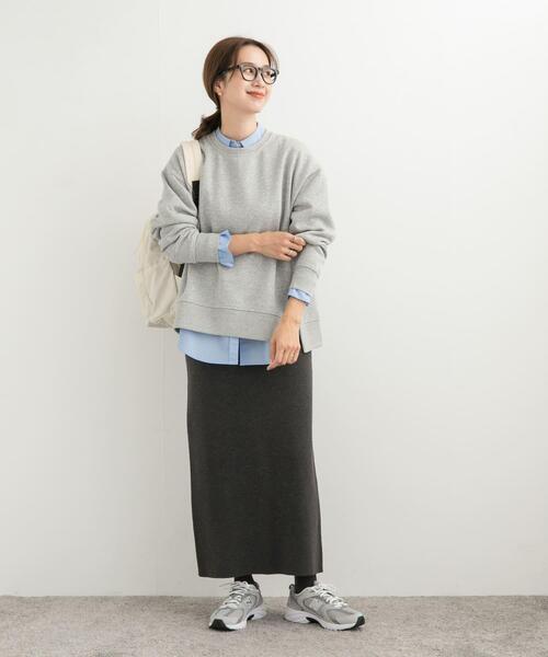 URBAN RESEARCH DOORS（アーバンリサーチドアーズ）の「スムースニットストレートスカート（スカート・レディース・グリーン/ブラウン/チャコールグレー・MEDIUM）」の12枚目の写真