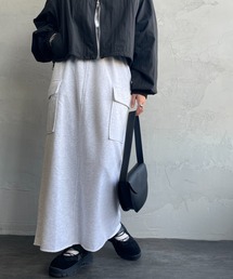 [By/m/バイエム] カーゴデザイン ナローロングスウェットスカート