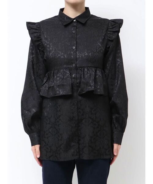 jouetie（ジュエティ）の「ジャカードフリルチュニックシャツ（シャツ/ブラウス・レディース・ブラック/アイボリー・MEDIUM）」の15枚目の写真